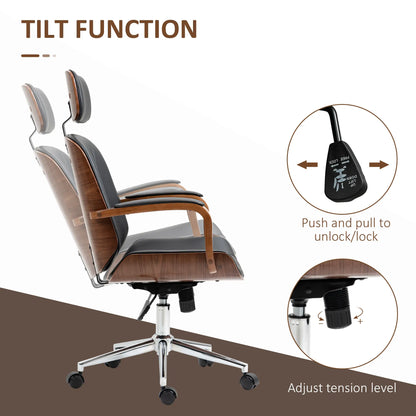 Office Chair, PU Leather Desk Chair, Adjustable Height, Tilt, Wheels, Black Office Chairs at Gallery Canada