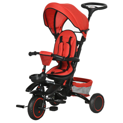 6-in-1 Toddler Tricycle, Foldable, Adjustable Seat, Push Handle, Red Tricycles for Kids at Gallery Canada