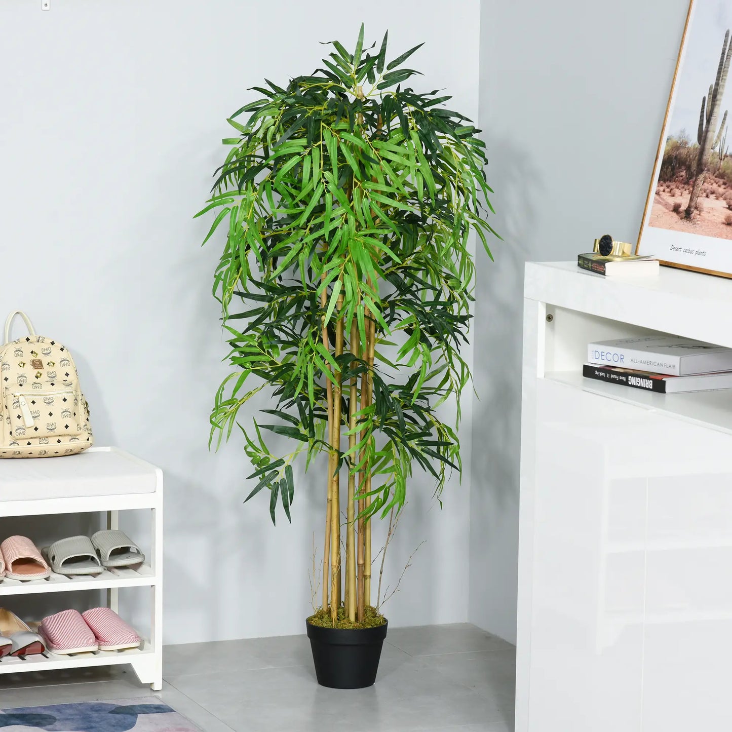 5FT Artificial Bamboo Tree, Fake Plant with 1095 Leaves, Greenery Plant in Nursery Pot for Indoor and Outdoor, Green Artificial Trees at Gallery Canada