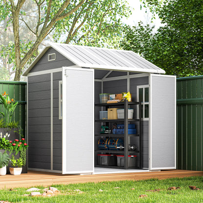 6' x 6' Resin Outdoor Storage Shed, With Floor, Window, Grey Sheds at Gallery Canada