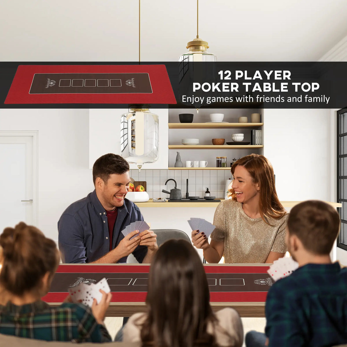 12 Player Poker Table Top Mat, Red
