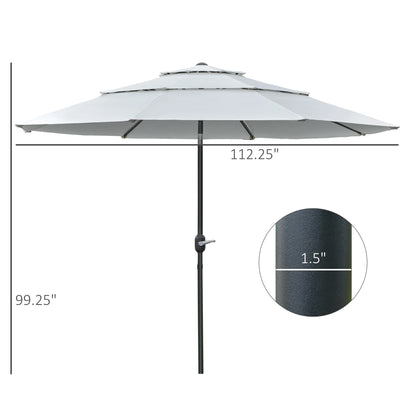 9FT 3-Tier Patio Umbrella, Crank & Tilt, Cream White Sun Umbrellas at Gallery Canada