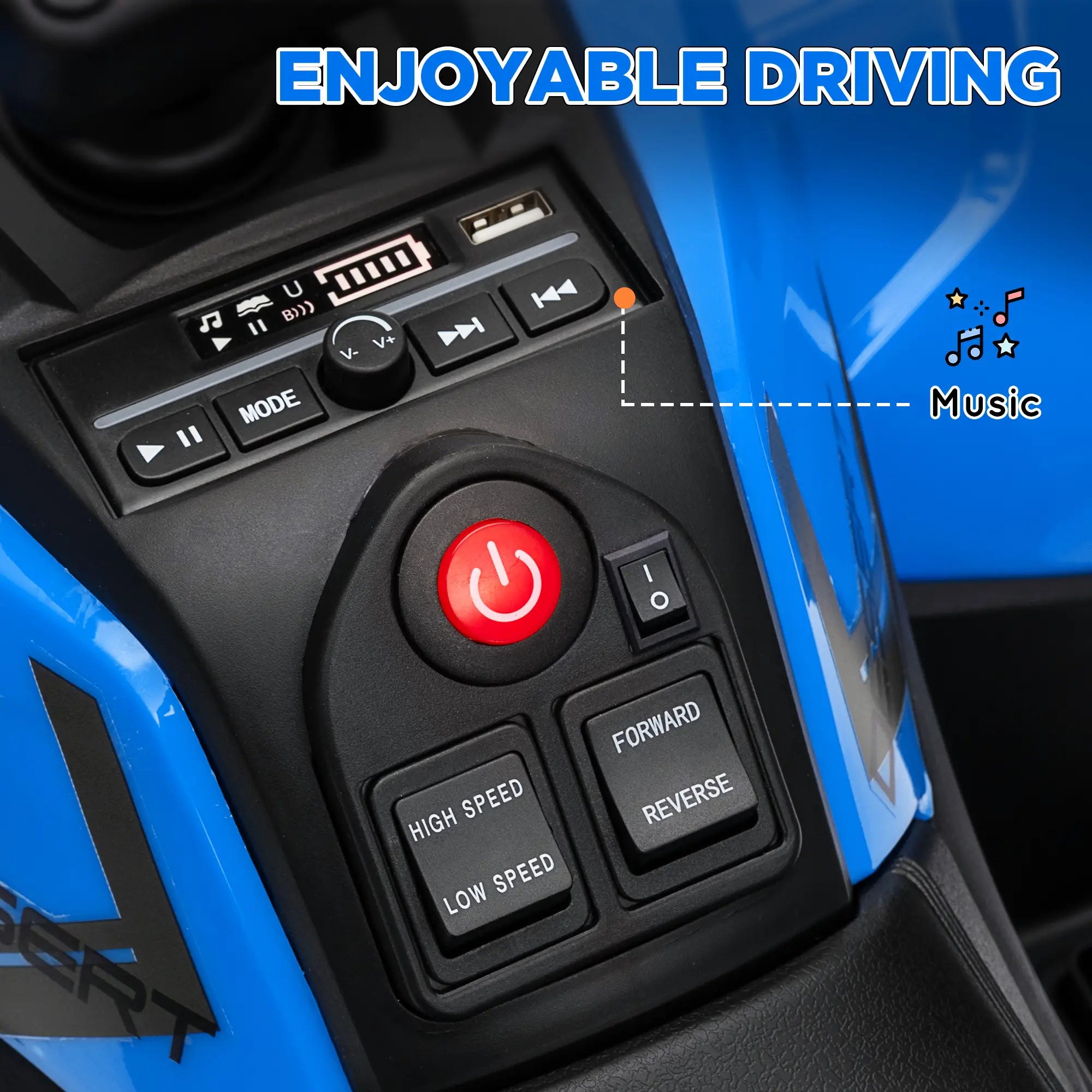 Kids ATV, 12V Electric Ride On Toy, Spring Suspension, Storage Basket, Blue Electric Ride On Toys at Gallery Canada