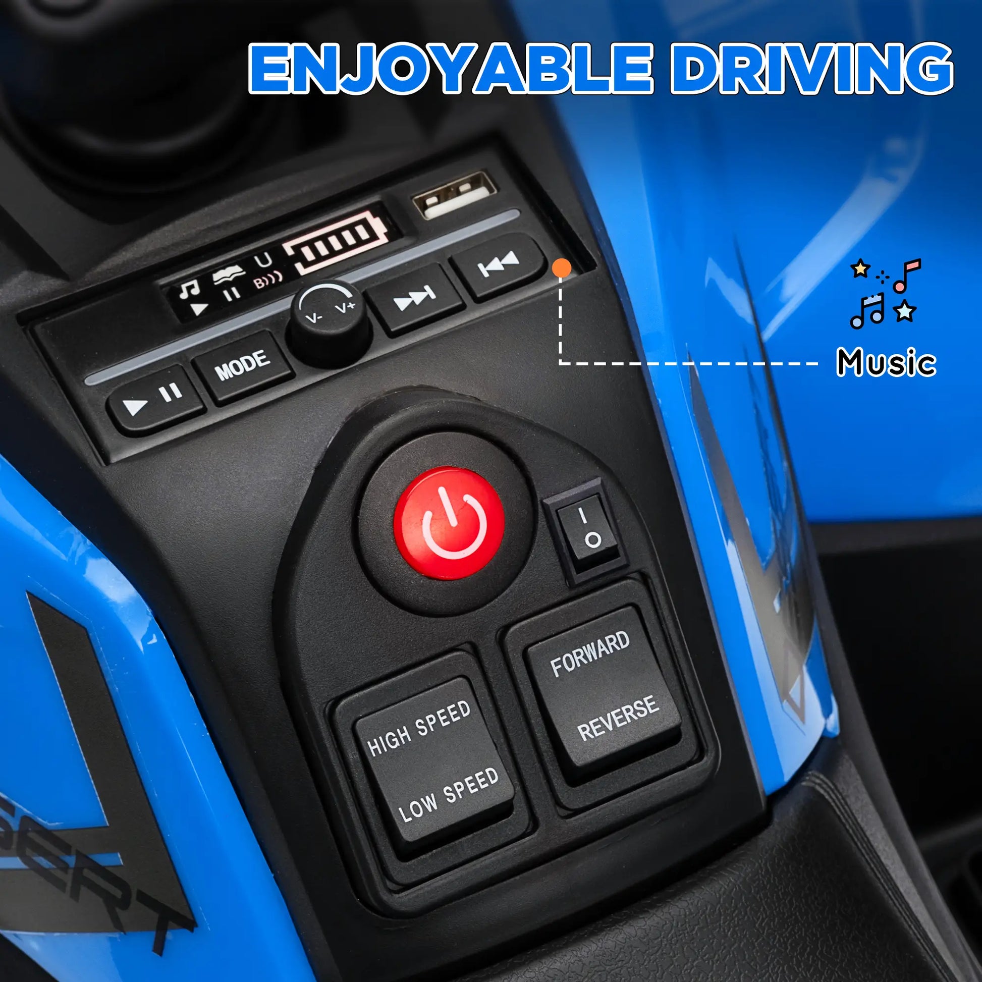 Kids ATV, 12V Electric Ride On Toy, Spring Suspension, Storage Basket, Blue Electric Ride On Toys at Gallery Canada