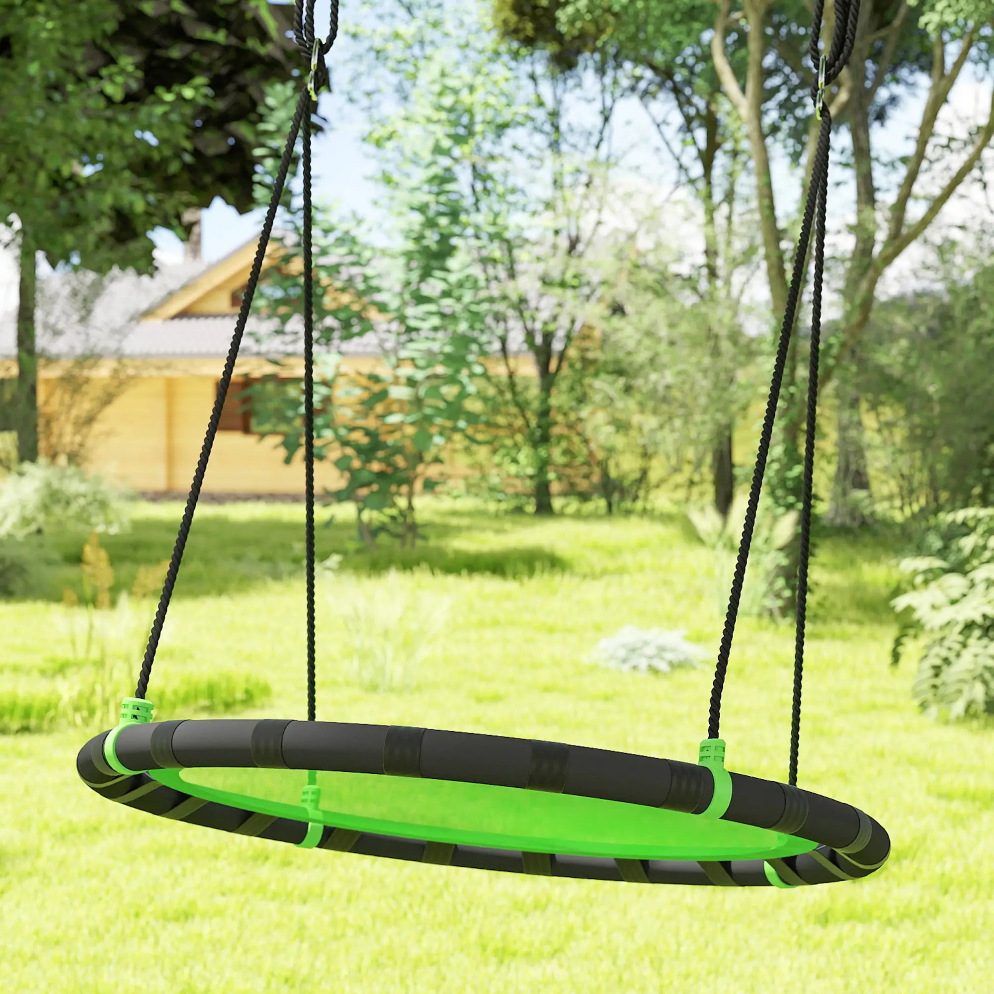 39 Inch Saucer Tree Swing, Adjustable Ropes, Outdoor, Green Gym Sets & Swings at Gallery Canada