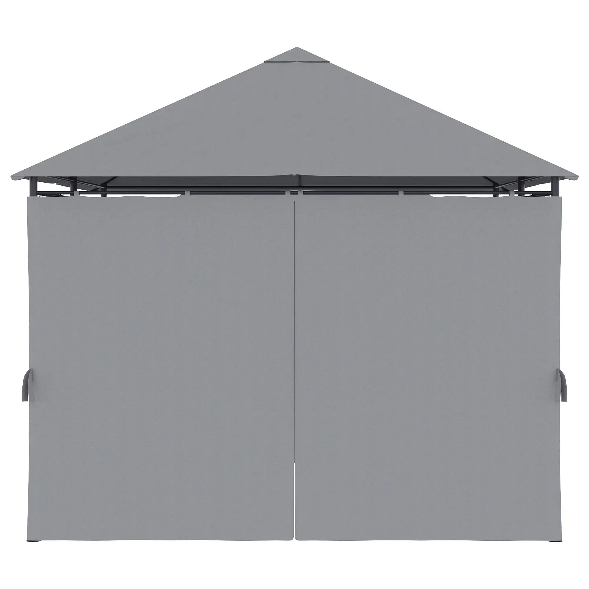 13'x10' Steel Patio Gazebo, Soft Top, 6 Removable Curtains, Grey Gazebos at Gallery Canada