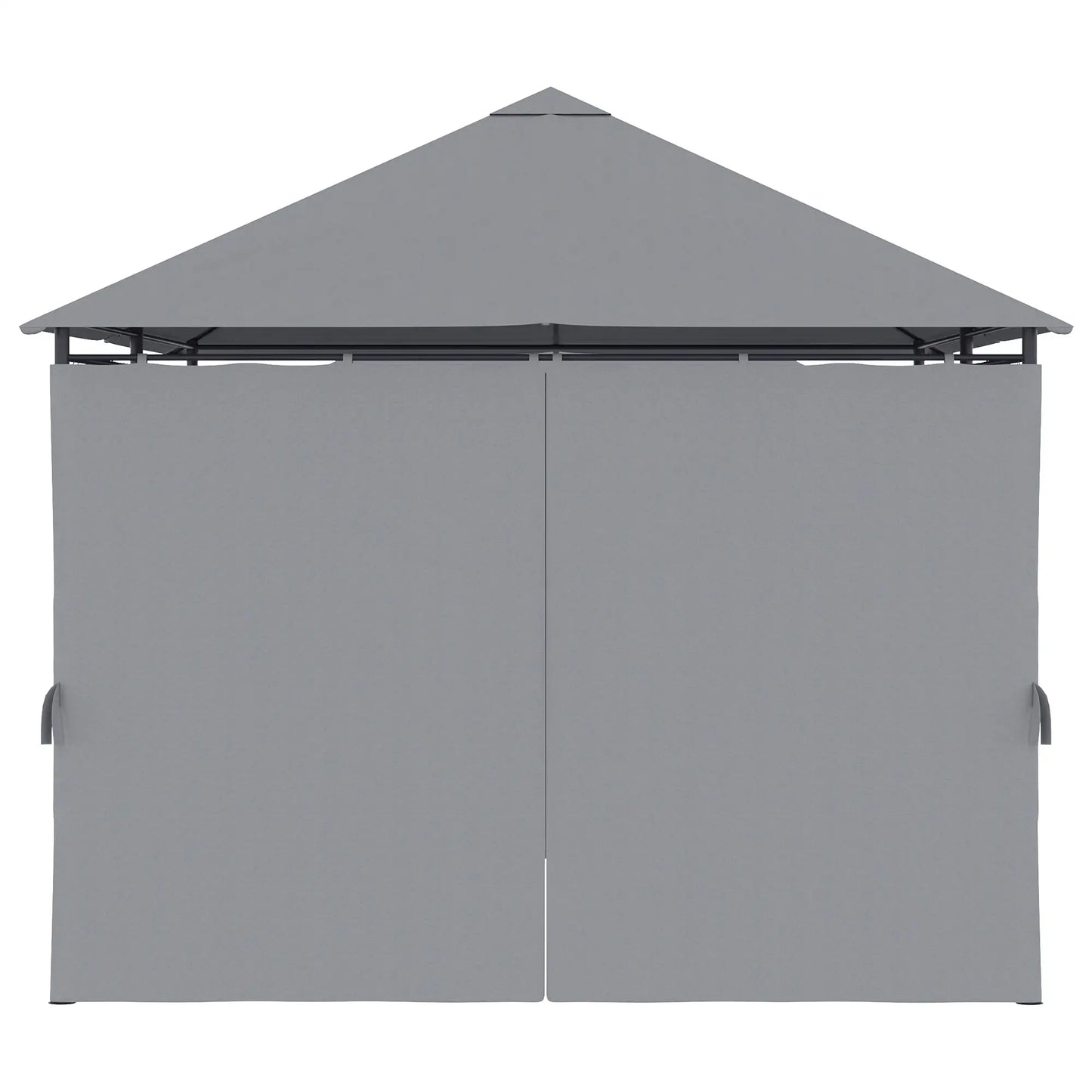 13'x10' Steel Patio Gazebo, Soft Top, 6 Removable Curtains, Grey Gazebos at Gallery Canada