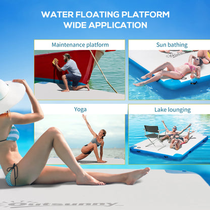 10' x 7' Inflatable Floating Dock, for Pool, Beach, Ocean, Blue Floating Water Mats at Gallery Canada