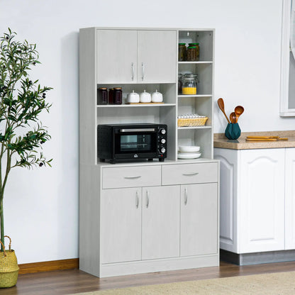 71" Kitchen Hutch with Storage Cabinet, Modern Buffet, Ash White Kitchen Pantry Cabinets at Gallery Canada