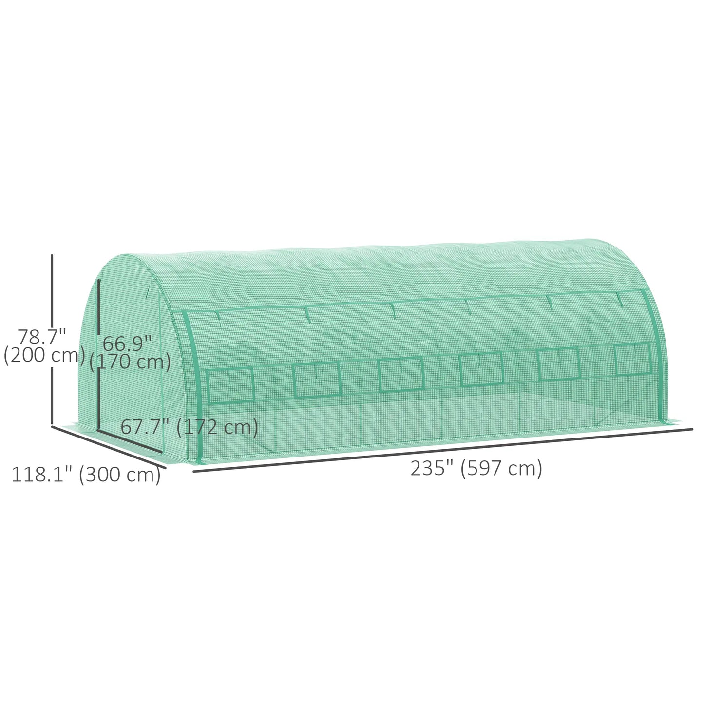 Large Walk-in Greenhouse, 20'x10'x6.6', Zippered Door, 12 Roll-up Windows, Green Tunnel Greenhouses at Gallery Canada