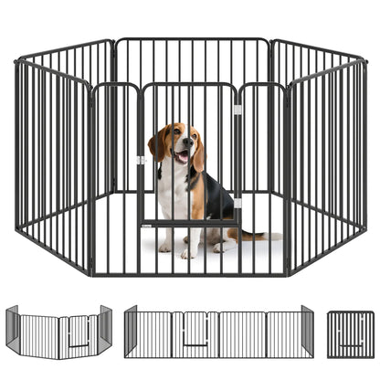 Outdoor Dog Fence, 6 Panels 31.5" Height, Steel Pet Exercise Pen, Small Medium Dogs Houses, Kennels & Pens at Gallery Canada
