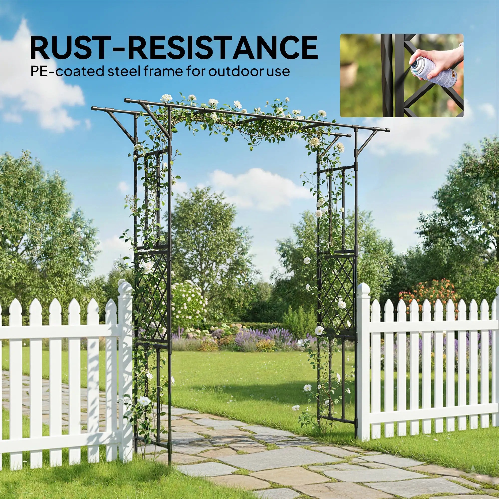 PE-Coated Steel Garden Arch Trellis, 70.9