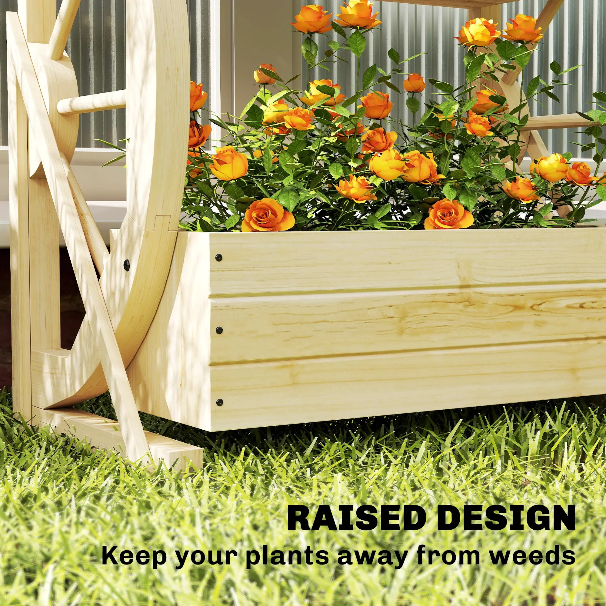 Wooden Wagon Planter Box, 2-Tier Raised Garden Bed, Wooden Wooden Planter Boxes at Gallery Canada