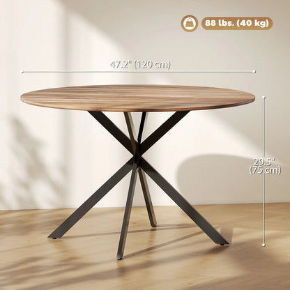 47 Inch Round Kitchen Table, Industrial Dining Table, Dark Brown Black Dining Tables at Gallery Canada