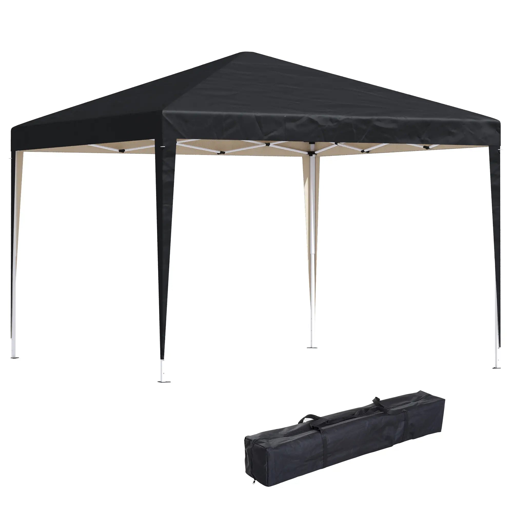 10 x 10ft Folding Pop Up Tent, Outdoor Gazebo Canopy, Black Pop Up Canopies at Gallery Canada