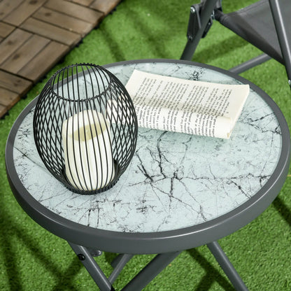18" Outdoor Round Folding Table, Tempered Glass Top, White Patio Side Tables at Gallery Canada