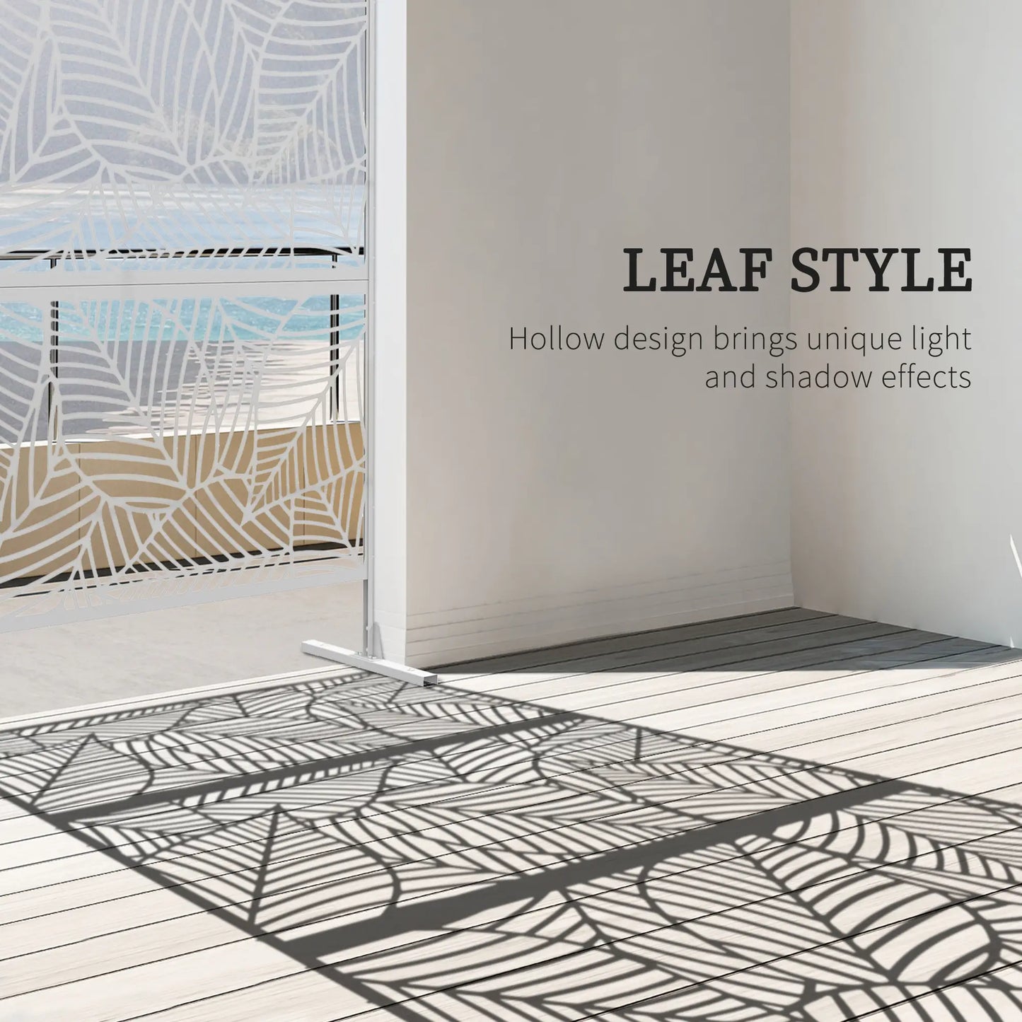 6.5FT Metal Privacy Screen, Large Leaf Style, White Side Awnings at Gallery Canada