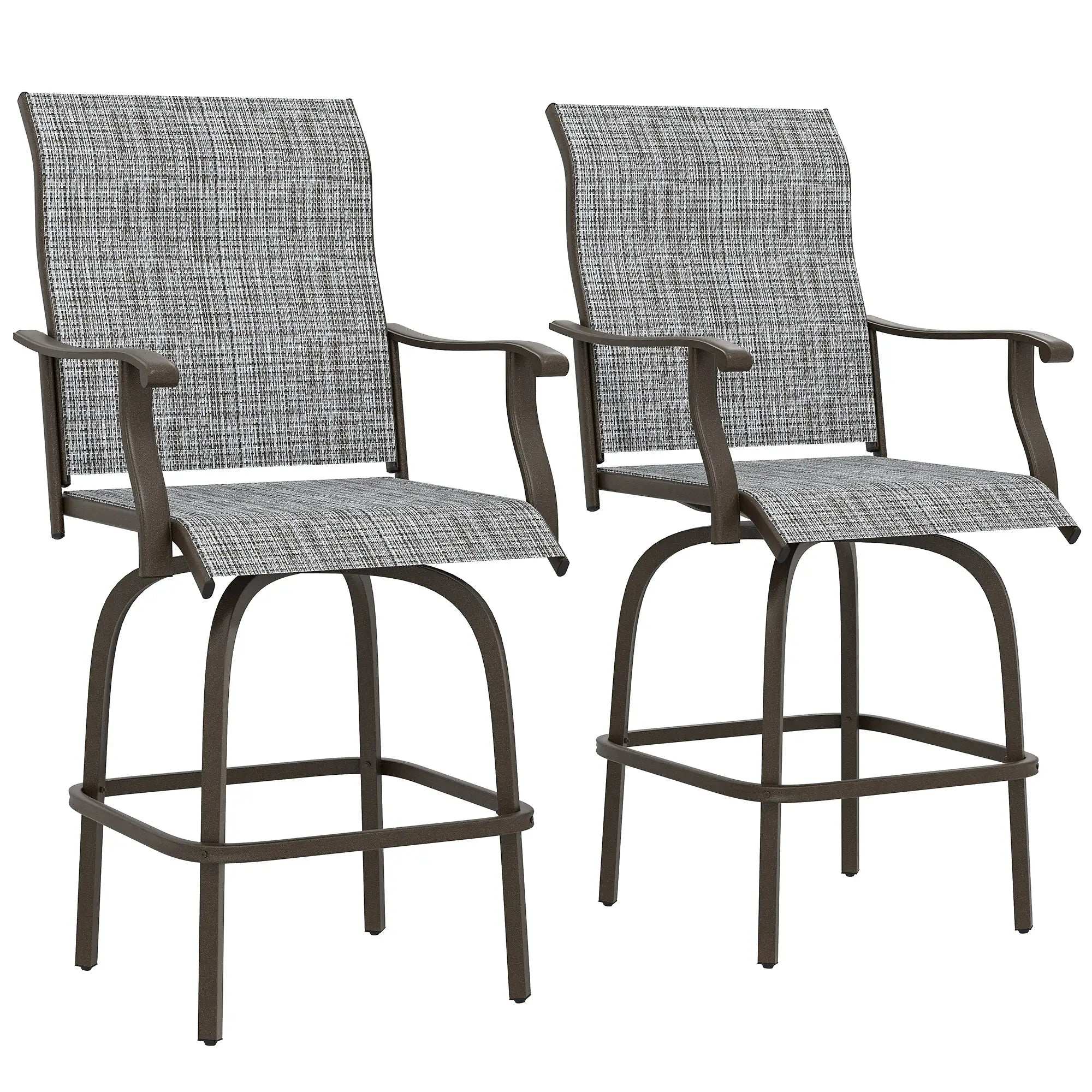 Outdoor Swivel Bar Stools, Set of 2, High Back, Mixed Grey Bistro Sets at Gallery Canada