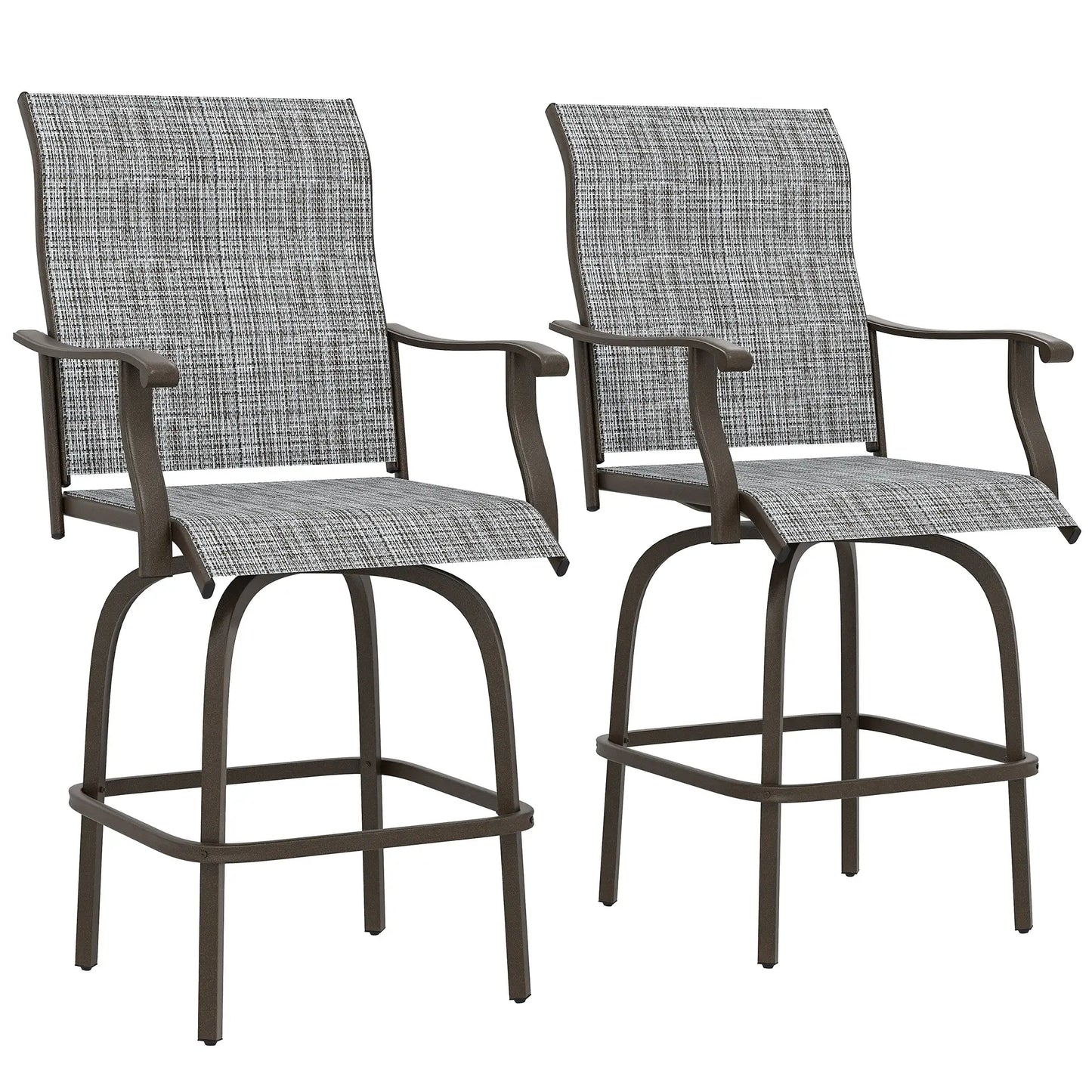 Outdoor Swivel Bar Stools, Set of 2, High Back, Mixed Grey Bistro Sets at Gallery Canada