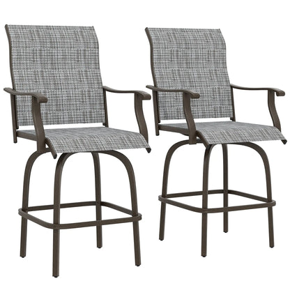 Outdoor Swivel Bar Stools, Set of 2, High Back, Mixed Grey Bistro Sets at Gallery Canada