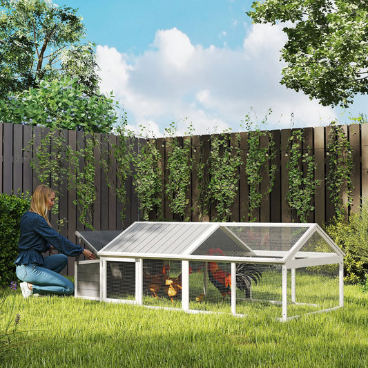 95"L Chicken Coop With Nesting Box, Wooden Roof, Side Door, For 4-8 Chickens Chicken Coops White at Gallery Canada