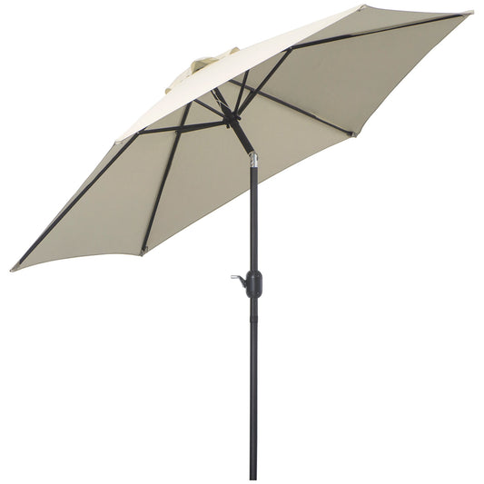 8.5' Round Aluminum Patio Umbrella 6 Ribs Market Sunshade Tilt Canopy w/ Crank Handle Garden Parasol Cream White - Gallery Canada