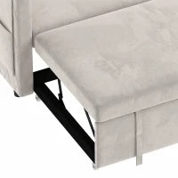 52" Holland Velvet Sofa Bed, USB Ports, Adjustable Backrest, Beige