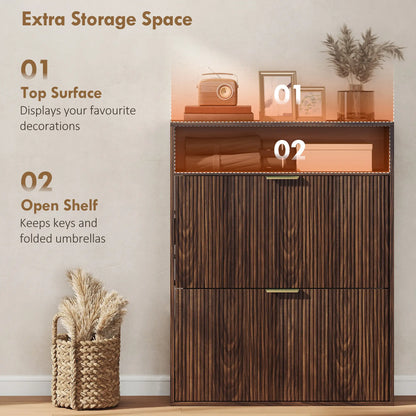 Shoe Cabinet 2 Flip Drawers, Narrow Storage, Top Shelf Shoe Storage Cabinets & Racks at Gallery Canada