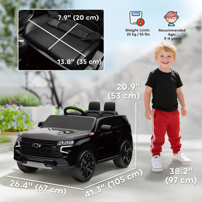 Chevrolet Tahoe Kids Ride on Car, 12V 7AH, Remote Control, 3 Speeds, Black Electric Toy Cars at Gallery Canada