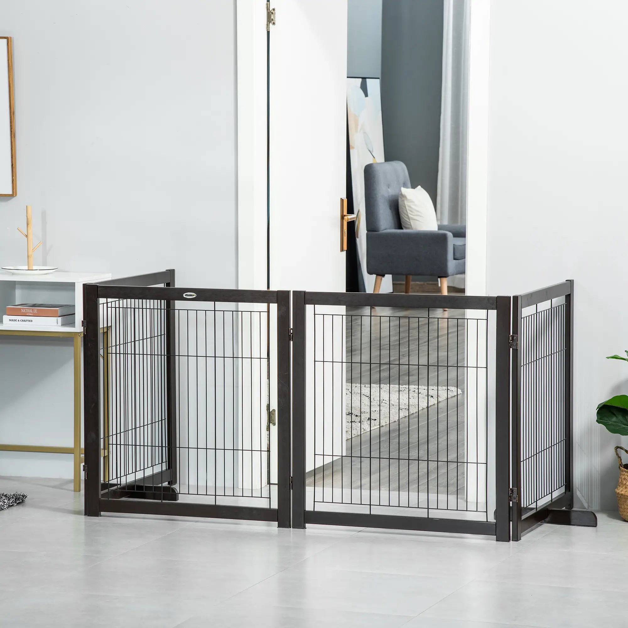 Wooden Dog Gate, 4 Panel, Foldable Pet Fence, For Small & Medium Dogs Houses, Kennels & Pens at Gallery Canada