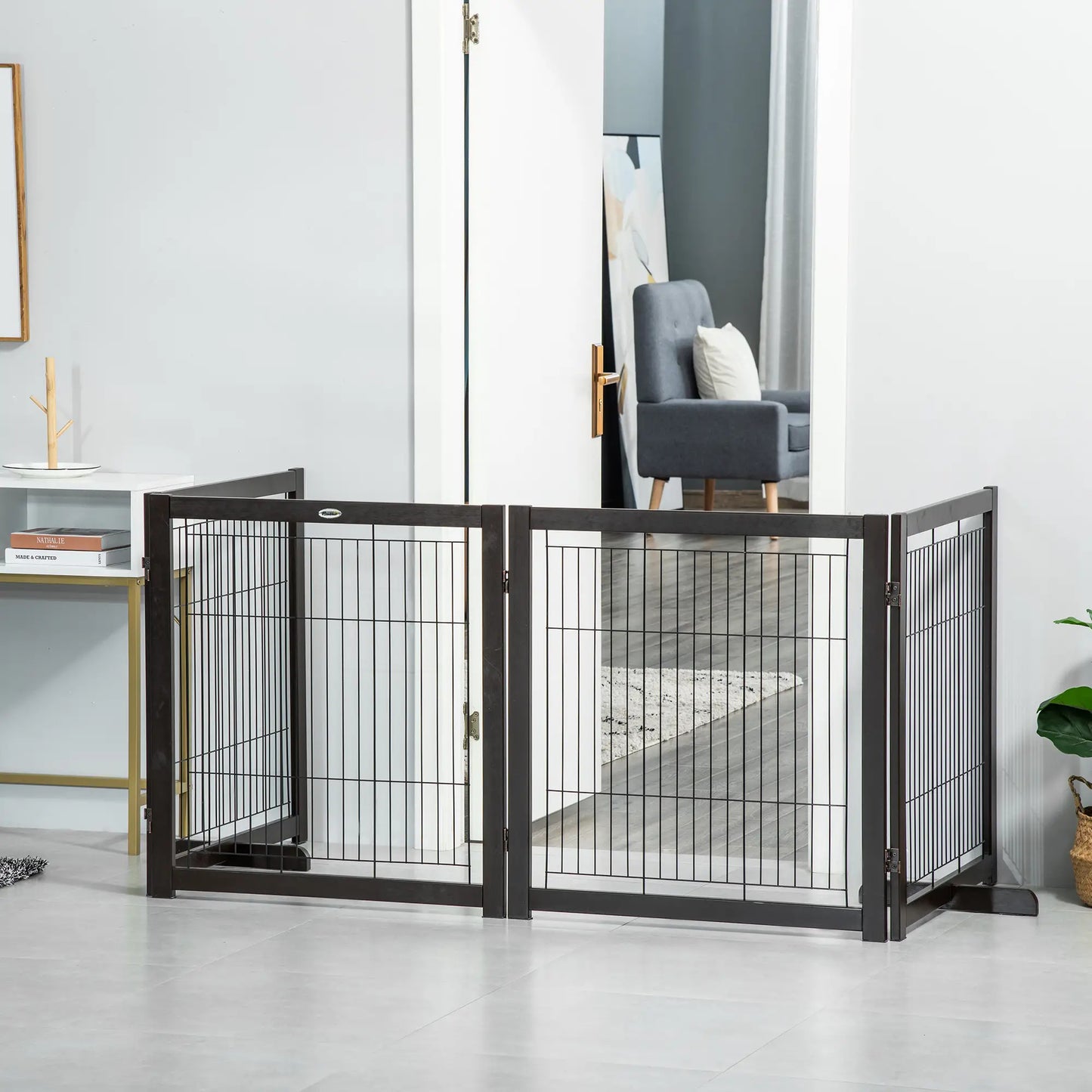 Wooden Dog Gate, 4 Panel, Foldable Pet Fence, For Small & Medium Dogs Houses, Kennels & Pens at Gallery Canada