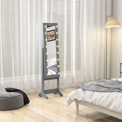 Free Standing Armoire Organizer, Lighted Mirrored Jewelry Cabinet, Grey Jewellery Armoire & Jewellery Mirror Cabinets at Gallery Canada