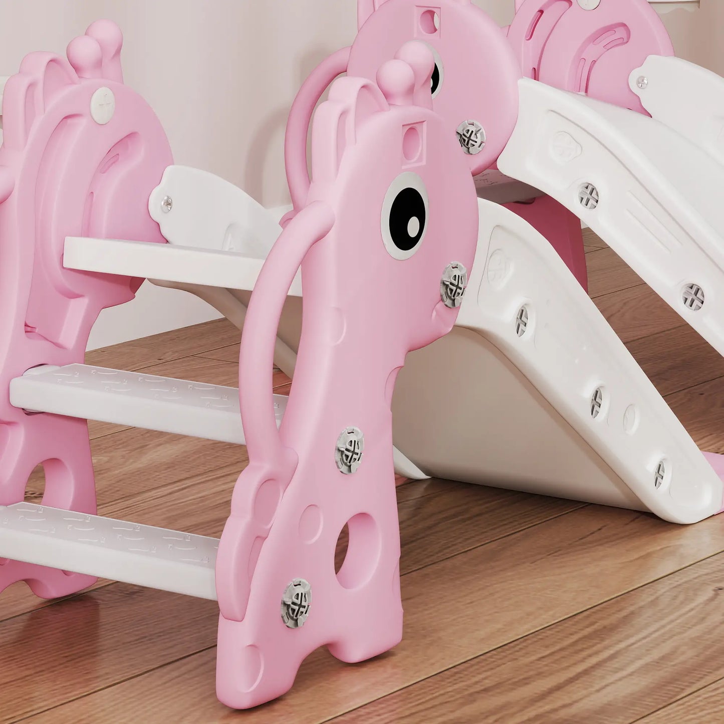 3 in 1 Toddler Slide, Climber, Basketball Hoop, Giraffe Design, Pink Gym Sets & Swings at Gallery Canada