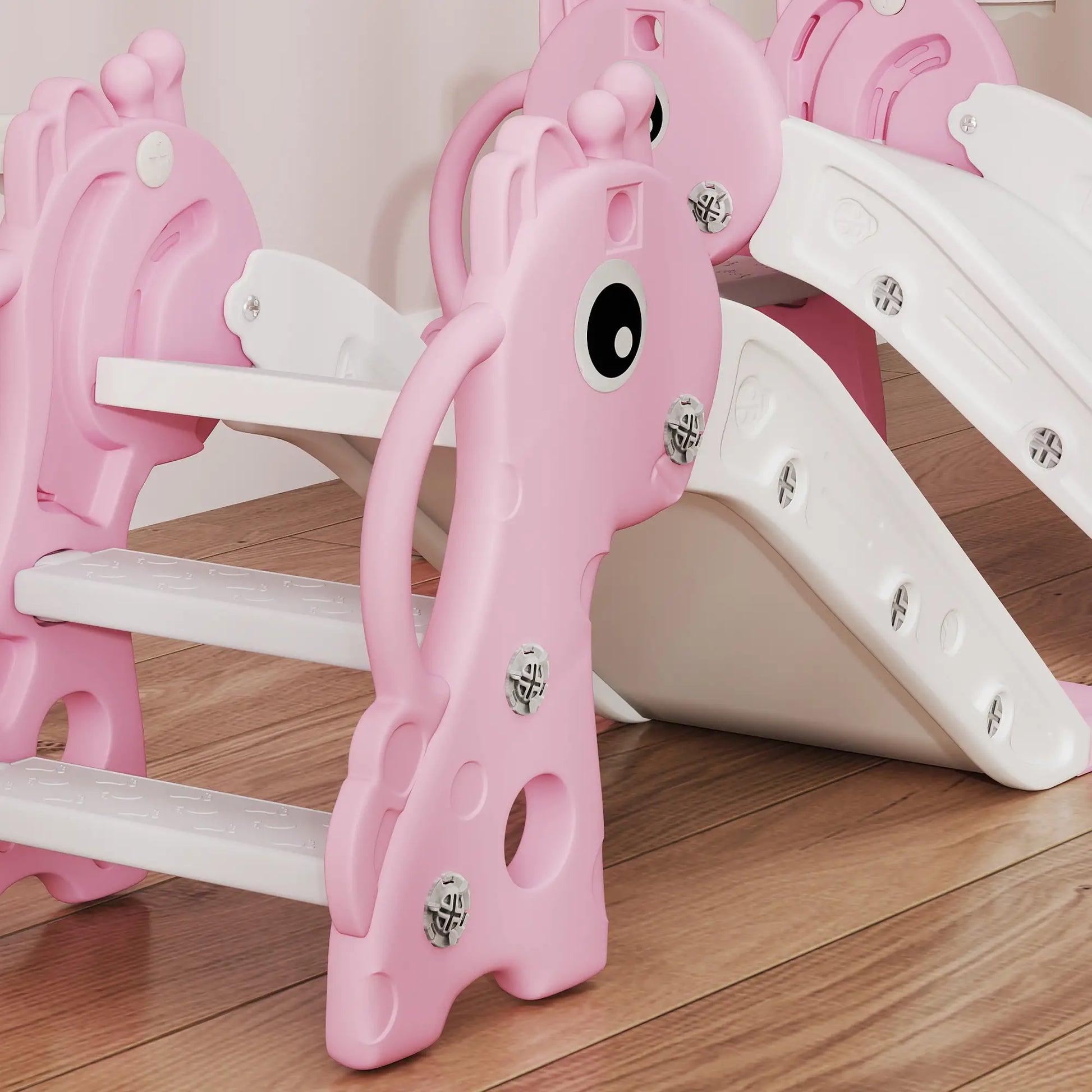 3 in 1 Toddler Slide, Climber, Basketball Hoop, Giraffe Design, Pink Gym Sets & Swings at Gallery Canada