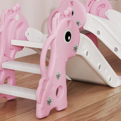 3 in 1 Toddler Slide, Climber, Basketball Hoop, Giraffe Design, Pink Gym Sets & Swings at Gallery Canada