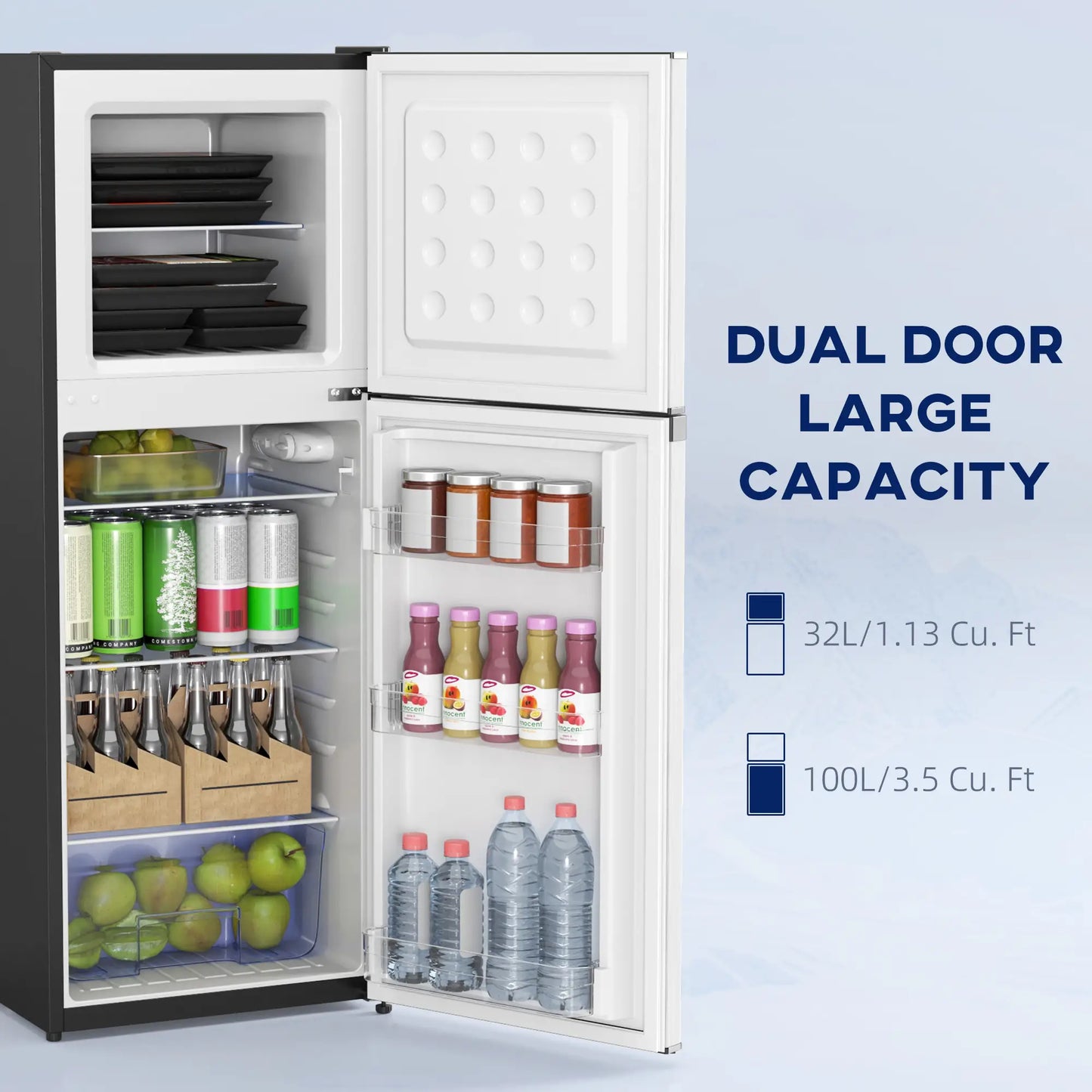 Double Door Mini Fridge with Freezer, 4.6 Cu.Ft, Silver Small Kitchen Appliances at Gallery Canada