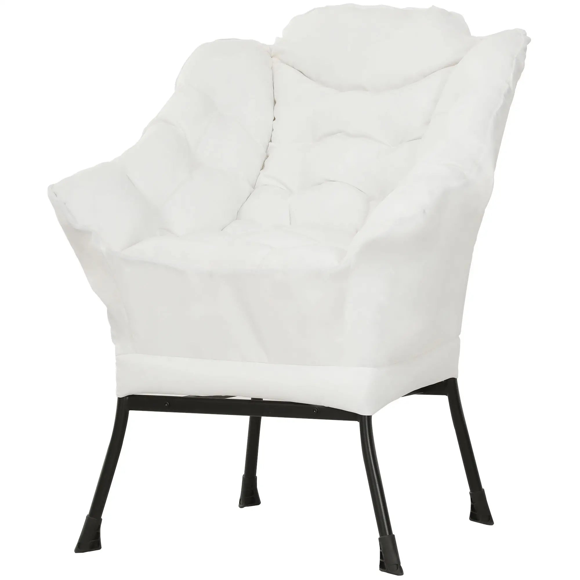 Modern Accent Chair, Armchair with Side Pockets and Solid Steel Legs, Comfy Reading Chair for Living Room, Cream White Accent Chairs Cream at Gallery Canada