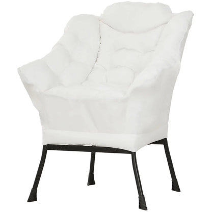 Modern Accent Chair, Armchair with Side Pockets and Solid Steel Legs, Comfy Reading Chair for Living Room, Cream White Accent Chairs Cream at Gallery Canada