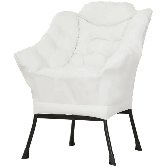 Modern Accent Chair, Armchair with Side Pockets and Solid Steel Legs, Comfy Reading Chair for Living Room, Cream White Accent Chairs Cream at Gallery Canada