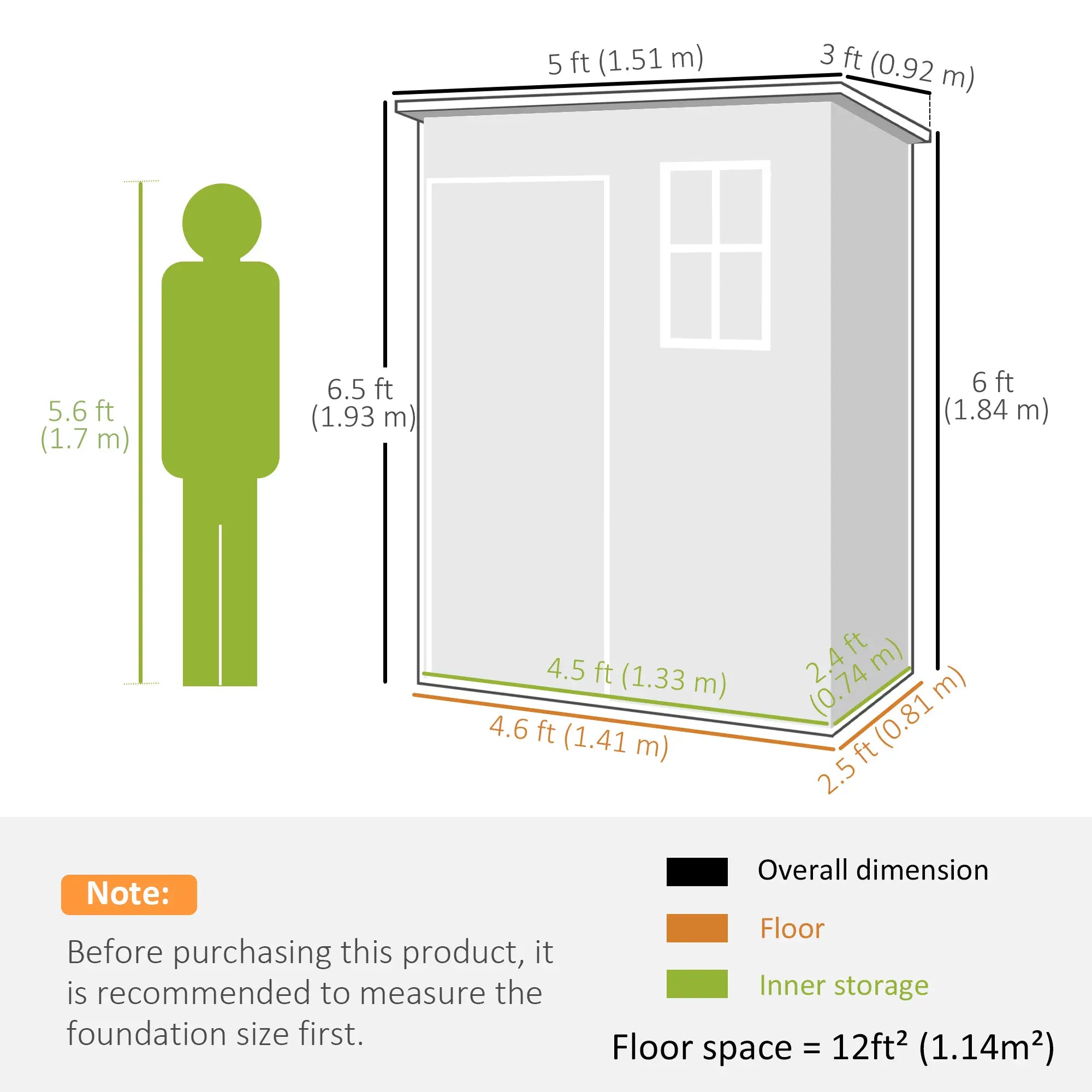 5 x 3FT Garden Shed, Outdoor Storage with Lockable Door, Window, Vent, Grey Sheds at Gallery Canada
