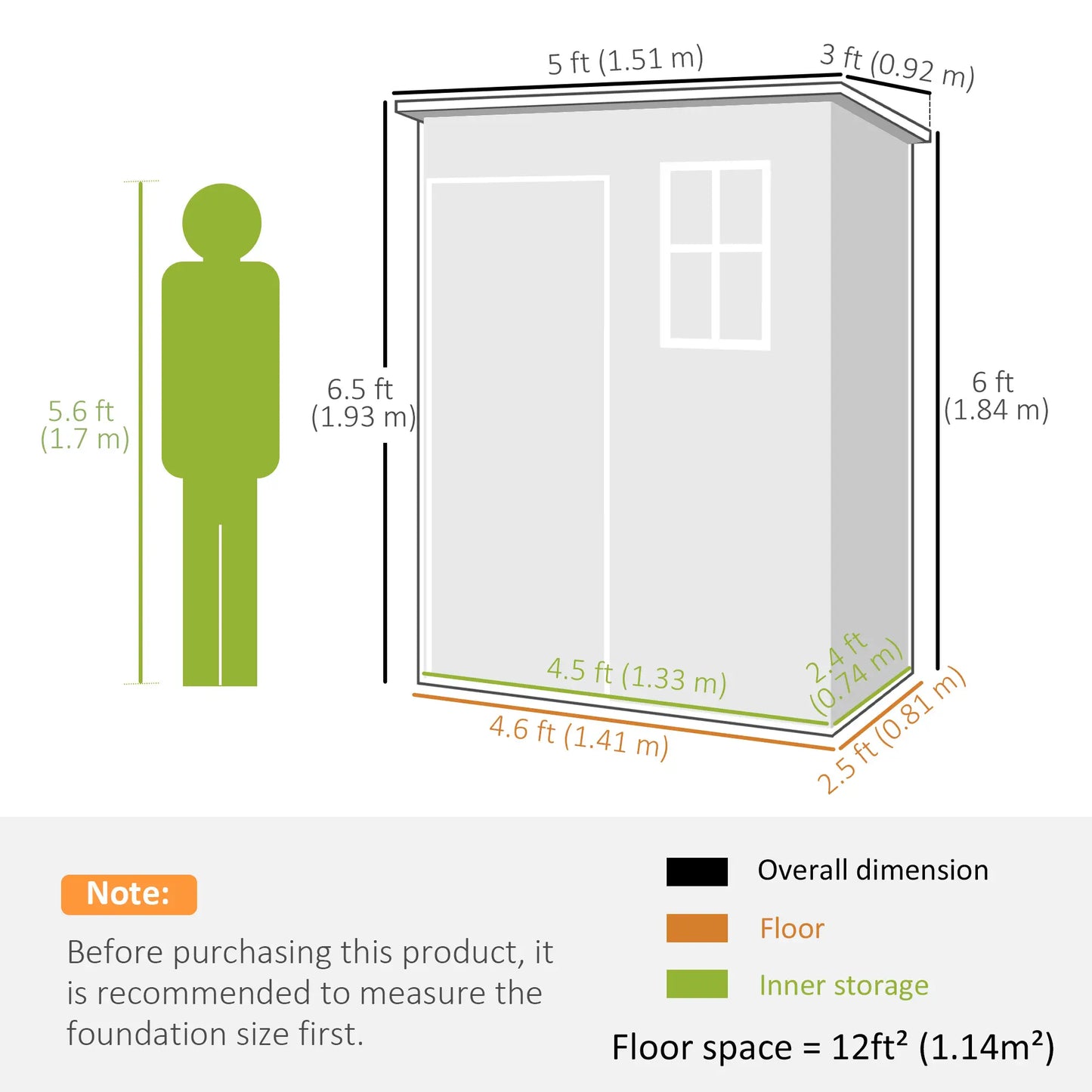 5 x 3FT Garden Shed, Outdoor Storage with Lockable Door, Window, Vent, Grey Sheds at Gallery Canada