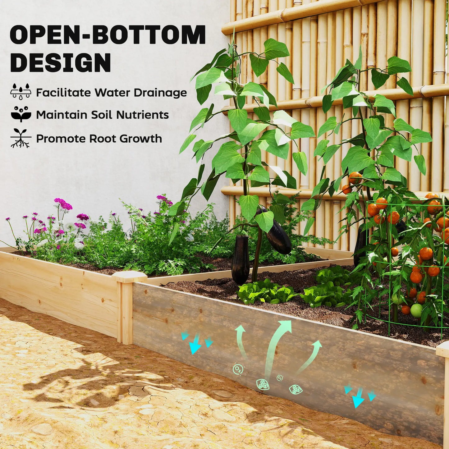 Wooden Raised Garden Bed, Planter Box With Divider, Open Bottom, DIY Painting Raised Garden Beds at Gallery Canada
