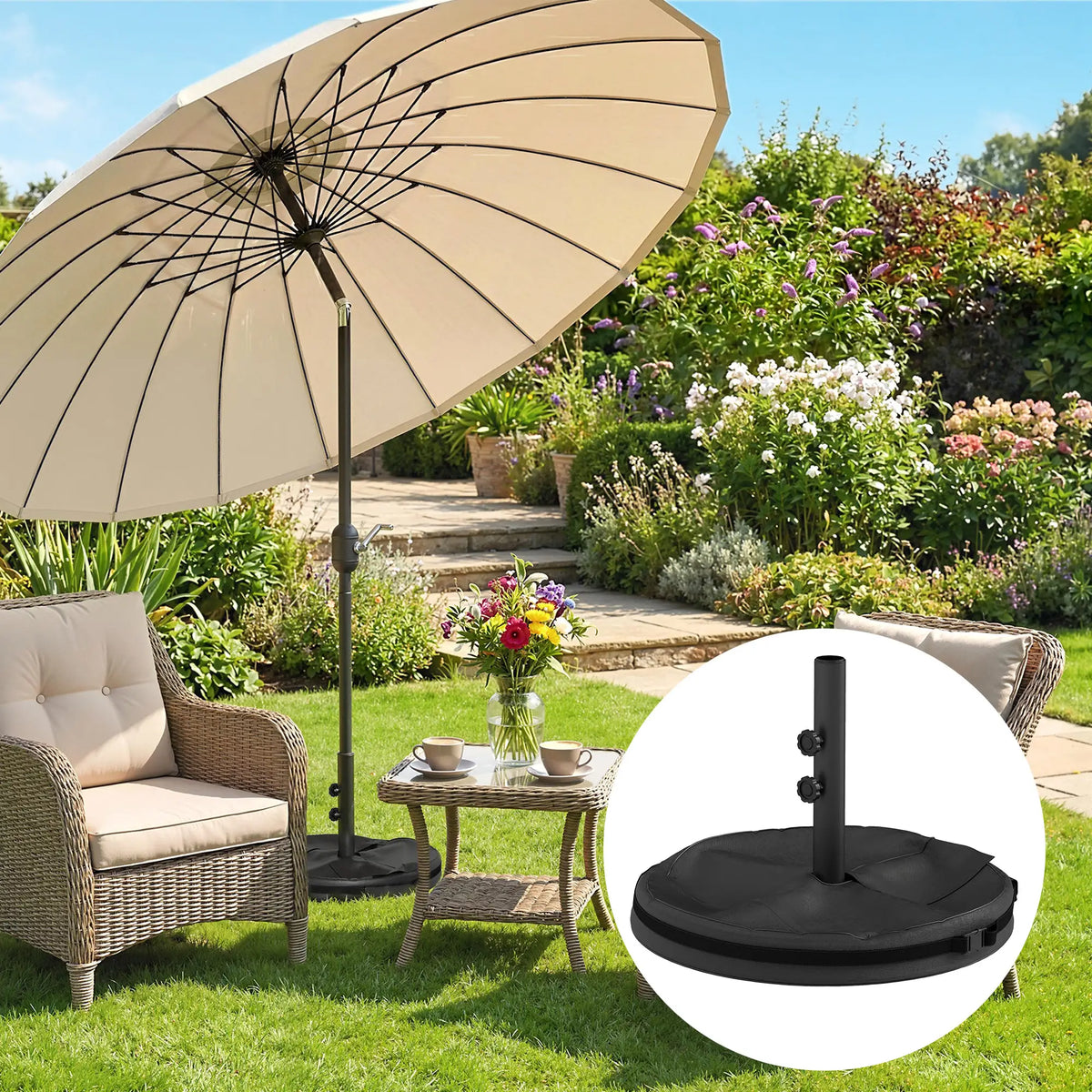 Portable Outdoor Umbrella Stand, 1.4"/1.5"/1.9" Pole Base, Black Umbrella Bases at Gallery Canada