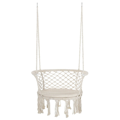 Hanging Hammock Chair, Cotton Rope Swing with Metal Frame, Large, Cream White Hammock Swings at Gallery Canada