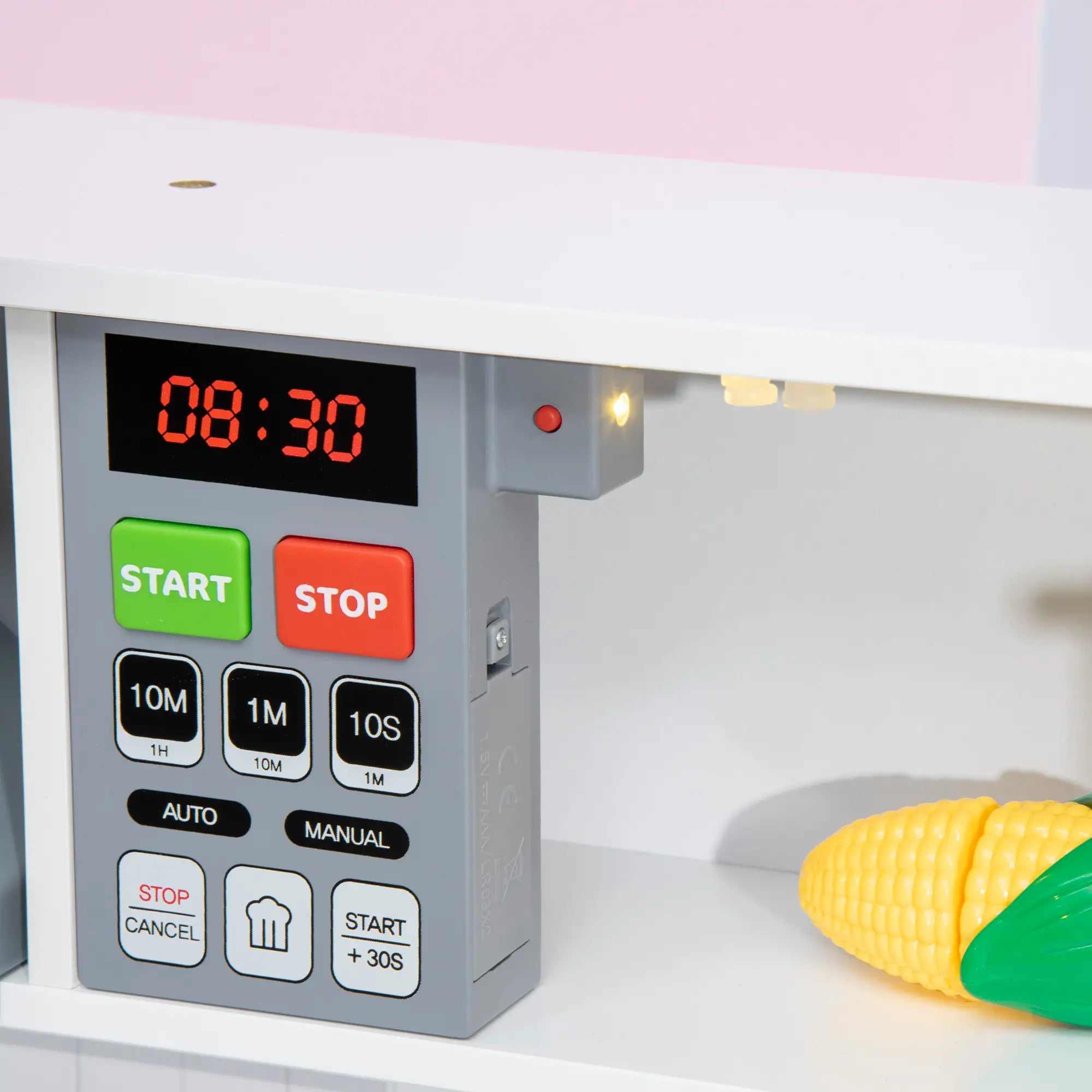 Wooden Play Kitchen, Realistic Lights Sounds, Microwave, Range Hood, White Play Kitchen at Gallery Canada