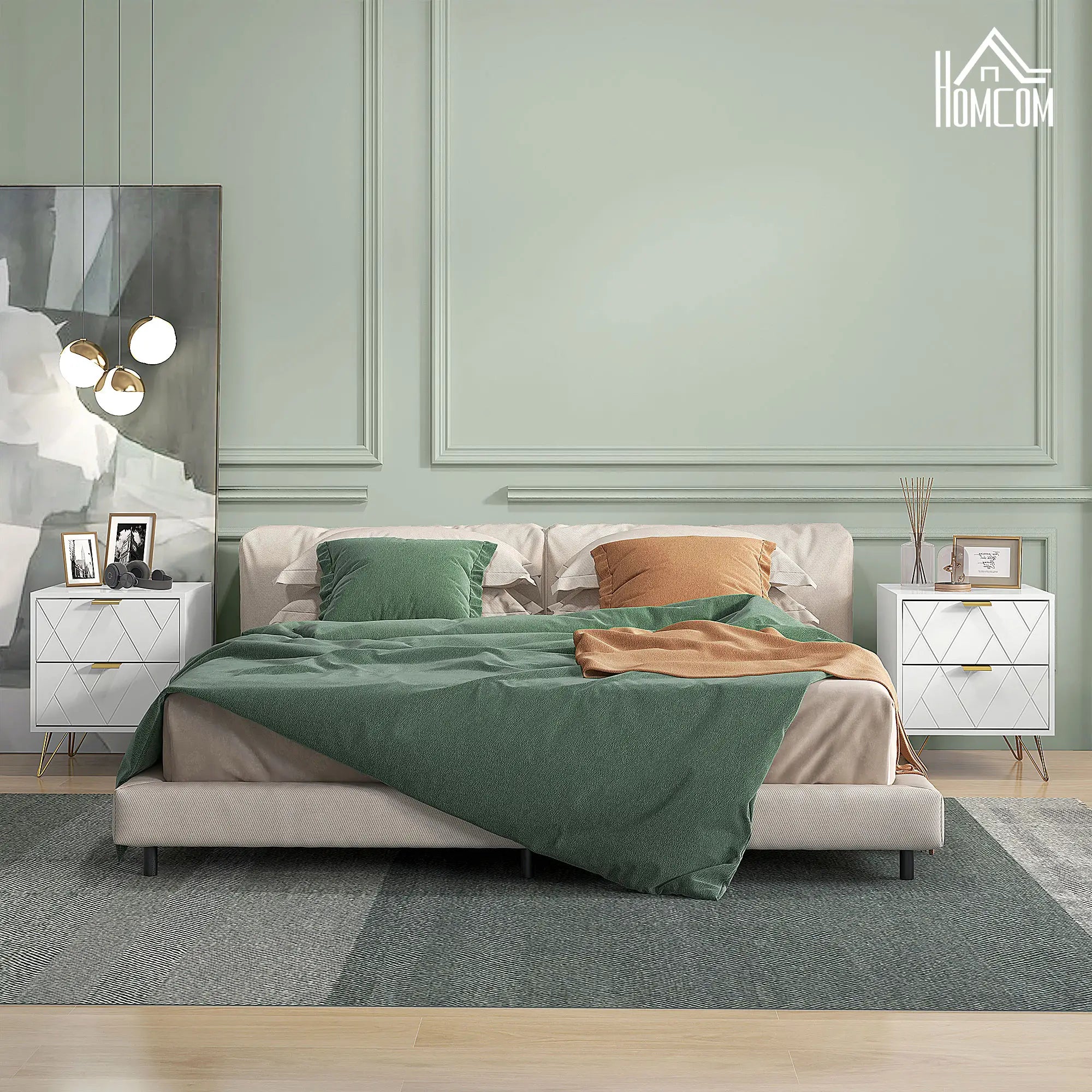 Modern Bedside Table, 2 Drawer Nightstand, White Bedside Tables at Gallery Canada