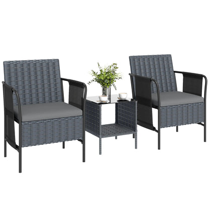 3 Piece Wicker Patio Furniture Set, Outdoor Bistro, Grey Bistro Sets at Gallery Canada