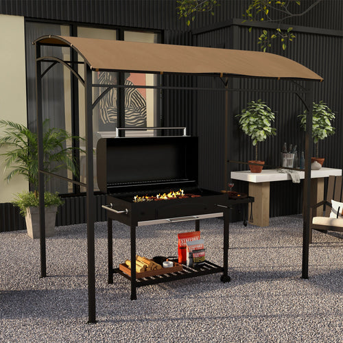 7' x 5' Garden Grill Canopy, Steel Frame, Dark Brown