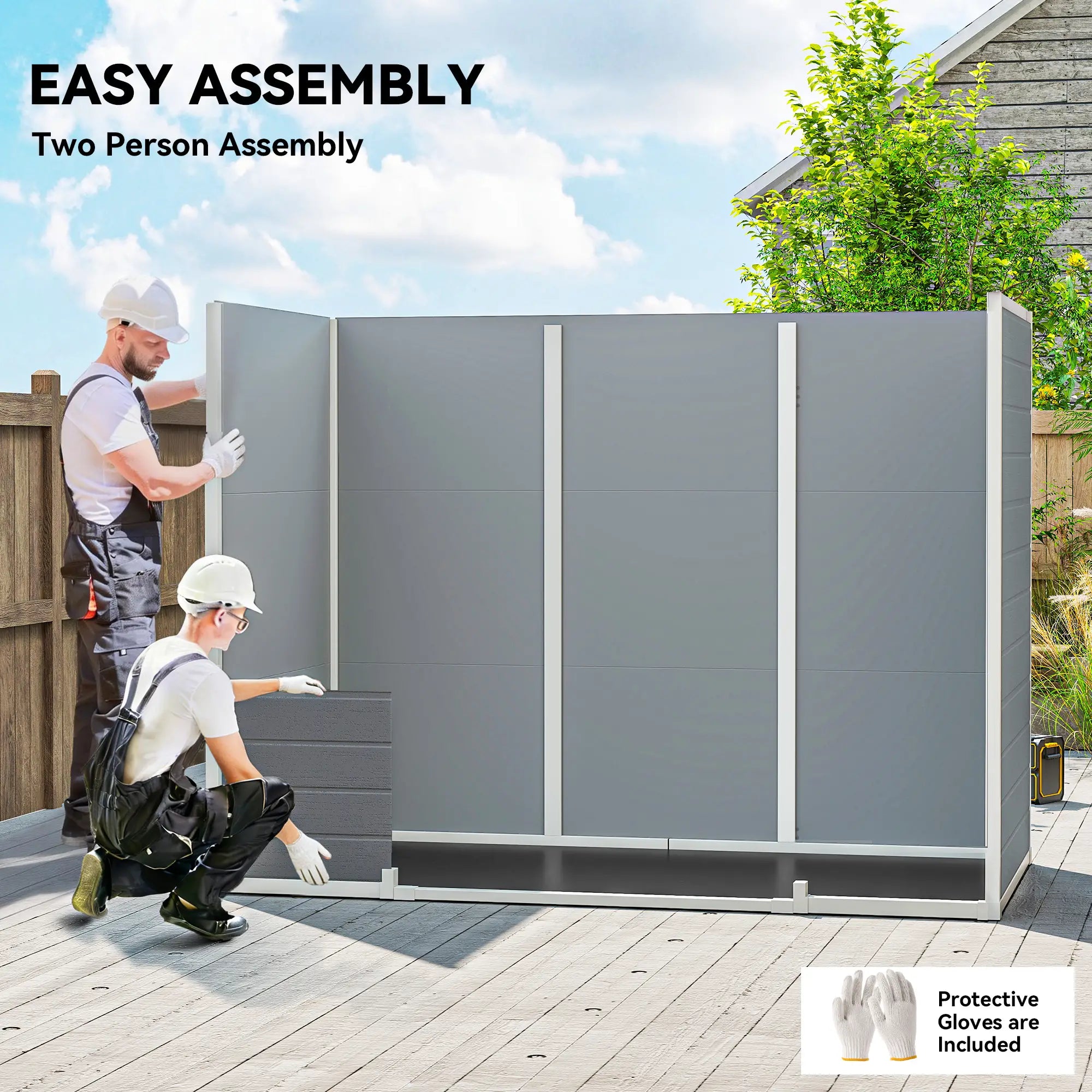 8 x 4 ft Plastic Garden Shed, Grey Wood-Effect Storage Shed, Grey Sheds at Gallery Canada