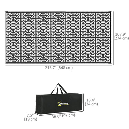 Reversible Outdoor Rug, Waterproof, 9' x 18', Chain, Black and White Outdoor Reversible Rugs at Gallery Canada